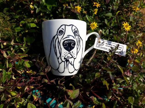 Kubek ręcznie malowany Basset