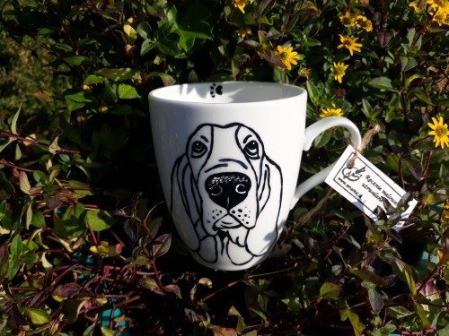 Kubek ręcznie malowany Basset