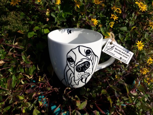 Kubek ręcznie malowany Basset XXL