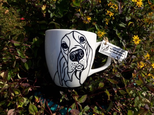 Kubek ręcznie malowany Basset XXL