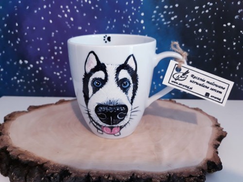 Kubek ręcznie malowany Husky