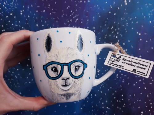 Kubek ręcznie malowany Lama
