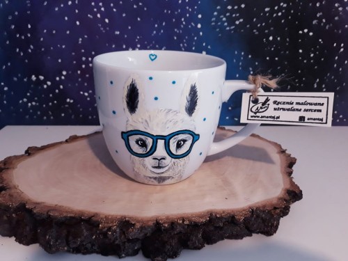 Kubek ręcznie malowany Lama