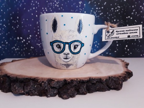 Kubek ręcznie malowany Lama