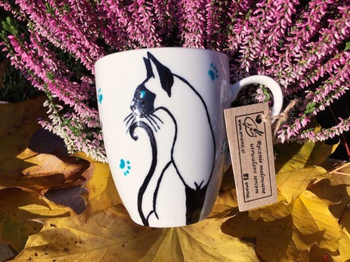 Wyjątkowy, ręcznie malowany kubek Kot Syjamski