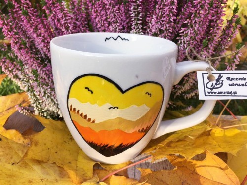 Kubek ręcznie malowany Kocham góry XXL