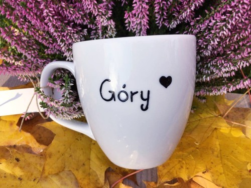 Kubek ręcznie malowany Kocham góry XXL