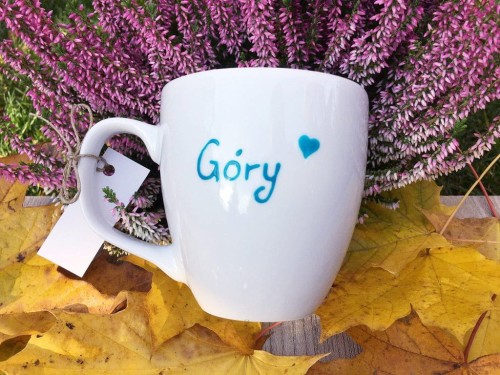 Kubek ręcznie malowany Kocham góry XXL