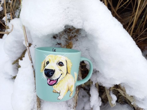 Kubek ręcznie malowany Golden Retriever