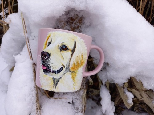 Kubek ręcznie malowany Golden Retriever