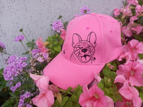 Wyjątkowa ręcznie malowana czapka z daszkiem z Buldogiem Francuskim