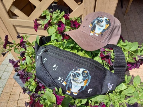 Wyjątkowa ręcznie malowana nerka, saszetka biodrowa z Berneńskim Psem Pasterskim