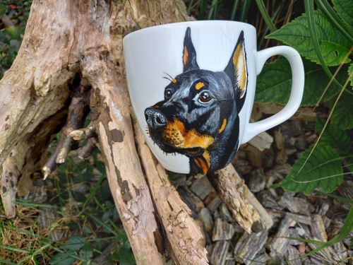 Kubek ręcznie malowany Doberman 