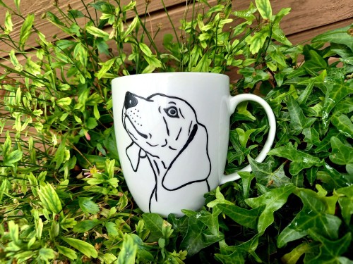 Wyjątkowy, ręcznie malowany kubek z autorskim motywem Wyżła weimarskiego