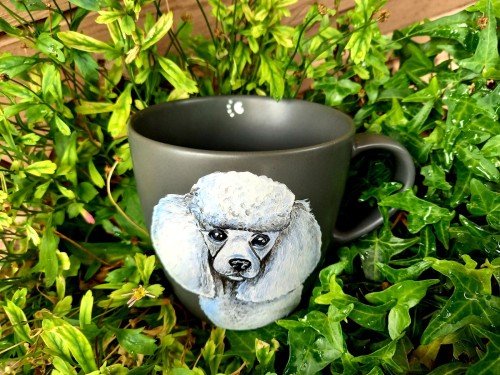 Wyjątkowy, ręcznie malowany kubek z autorskim motywem Pudla