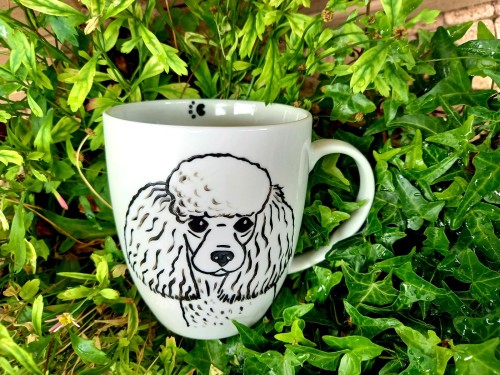 Wyjątkowy, ręcznie malowany kubek z autorskim motywem Pudla