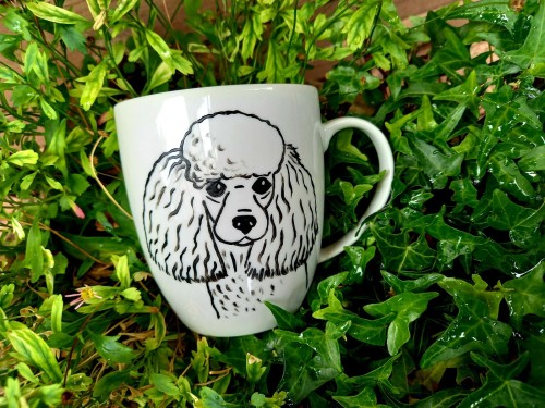 Wyjątkowy, ręcznie malowany kubek z autorskim motywem Pudla