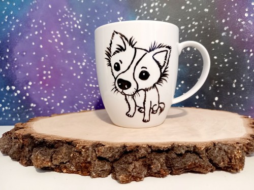 Kubek ręcznie malowany Pies rasy Chihuahua długowłosy (1)