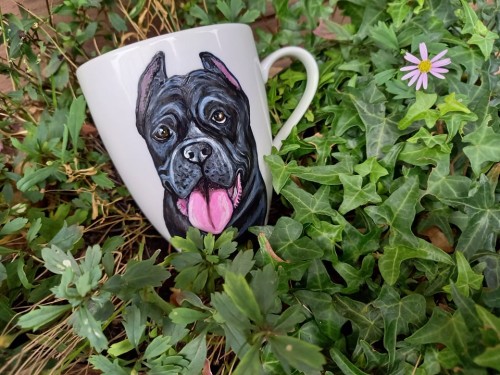 Wyjątkowy, ręcznie malowany kubek z autorskim motywem psa rasy Cane Corso.