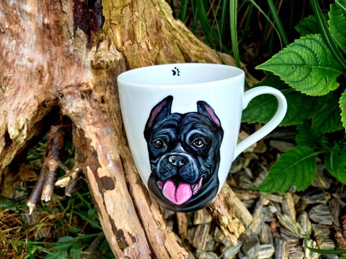 Wyjątkowy, ręcznie malowany kubek z autorskim motywem psa rasy Cane Corso.