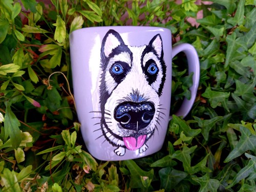 Wyjątkowy, ręcznie malowany kubek z autorskim motywem Husky.