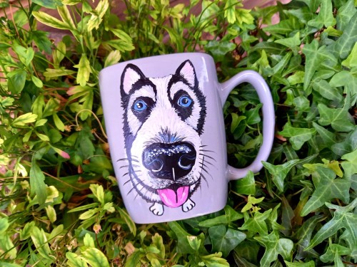 Wyjątkowy, ręcznie malowany kubek z autorskim motywem Husky.