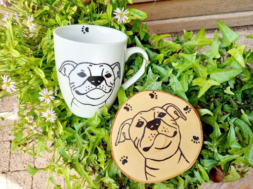 Wyjątkowy, ręcznie malowany zestaw kubek z podkładką Staffik