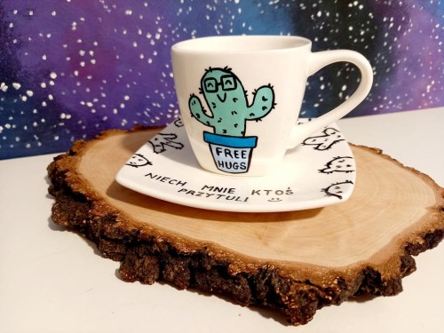 Unikatowa filiżanka ręcznie malowana Kaktus