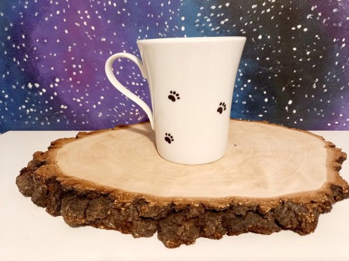 Wyjątkowy, mały, ręcznie malowany kubek Amstaff i Święta.