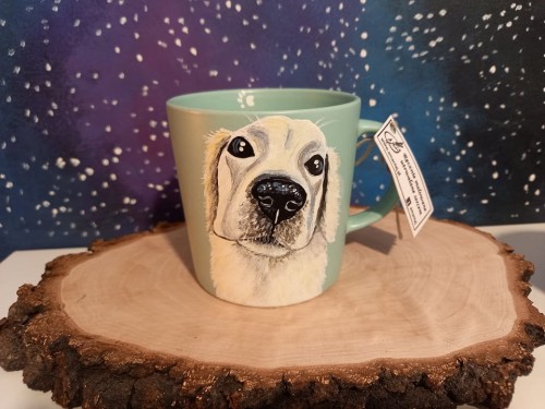 Wyjątkowy, ręcznie malowany kubek z autorskim motywem Golden retrievera.