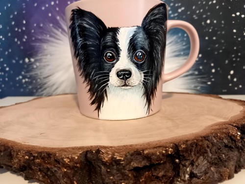 Wyjątkowy, ręcznie malowany kubek z autorskim motywem Papillon