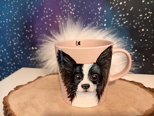 Wyjątkowy, ręcznie malowany kubek z autorskim motywem Papillon