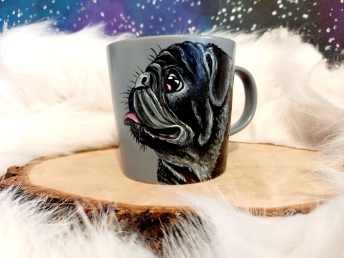 Kubek ręcznie malowany  Mops 