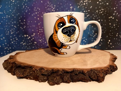 Wyjątkowy, ręcznie malowany kubek Beagle