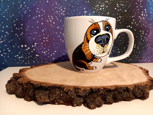 Wyjątkowy, ręcznie malowany kubek Beagle
