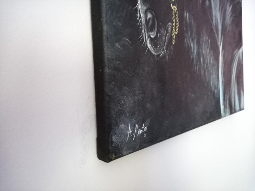 Obraz ręcznie malowany koń fryzyjski na płótnie