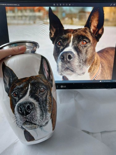 Ręcznie malowana urna pogrzebowa z portretem Pieska/kotka