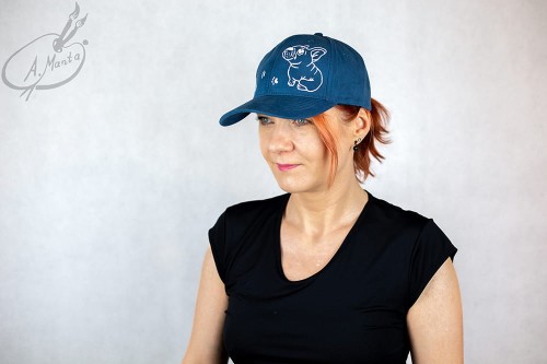 Wyjątkowa ręcznie malowana czapka z daszkiem Buldog francuski