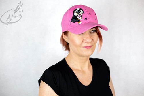 Wyjątkowa ręcznie malowana czapka z daszkiem Berneński Pies Pasterski