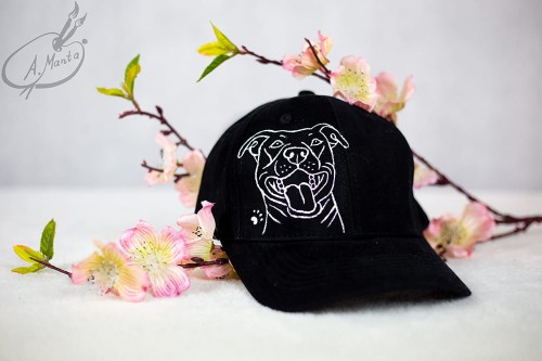 Wyjątkowa ręcznie malowana czapka z daszkiem Amstaff