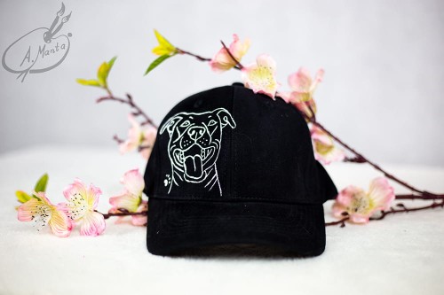 Wyjątkowa ręcznie malowana czapka z daszkiem Amstaff