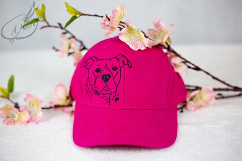 Wyjątkowa ręcznie malowana czapka z daszkiem Amstaff