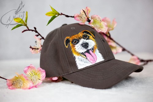 Wyjątkowa ręcznie malowana czapka Jack Russel Terier