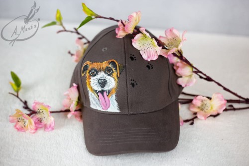 Wyjątkowa ręcznie malowana czapka Jack Russel Terier