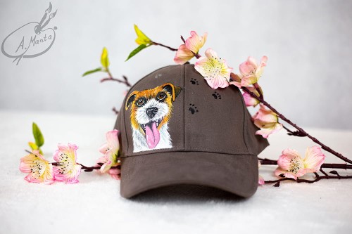Wyjątkowa ręcznie malowana czapka Jack Russel Terier