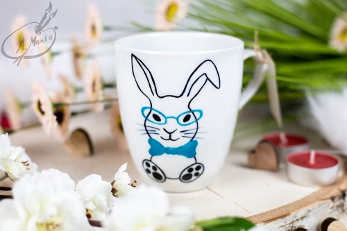 Wyjątkowy, ręcznie malowany kubek Zajączek Wielkanoc