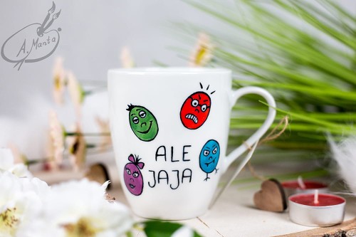 Wyjątkowy, ręcznie malowany kubek Złote Pisanki Wielkanoc