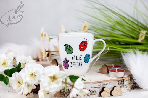 Wyjątkowy, ręcznie malowany kubek Złote Pisanki Wielkanoc