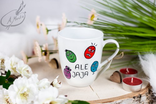 Wyjątkowy, ręcznie malowany kubek Złote Pisanki Wielkanoc