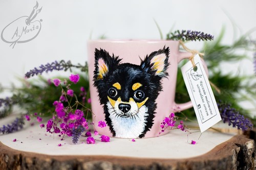 Wyjątkowy, ręcznie malowany kubek Chihuahua.